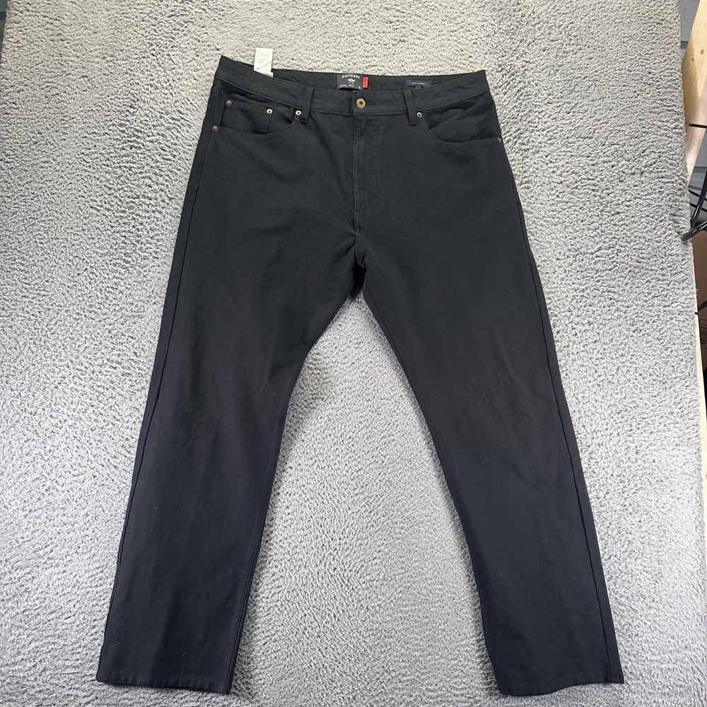 Dockers Smart 360 Pant Men's 38x30 Black Cotton Khakis Straight Workwear Stretch
